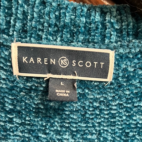 Karen Scott Blue Cardigan Soft Knit Layering Piece - Picture 2 of 5